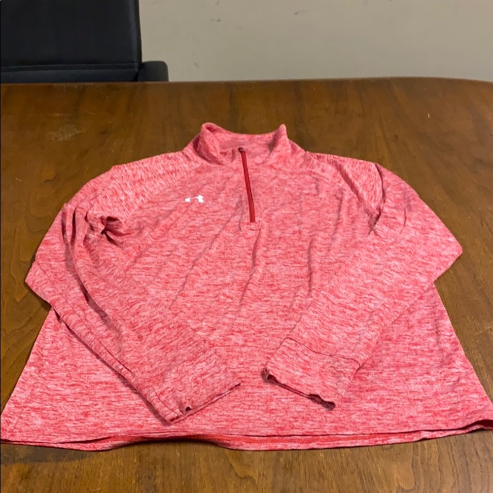 Long sleeve 1/4 zip heathered Red
